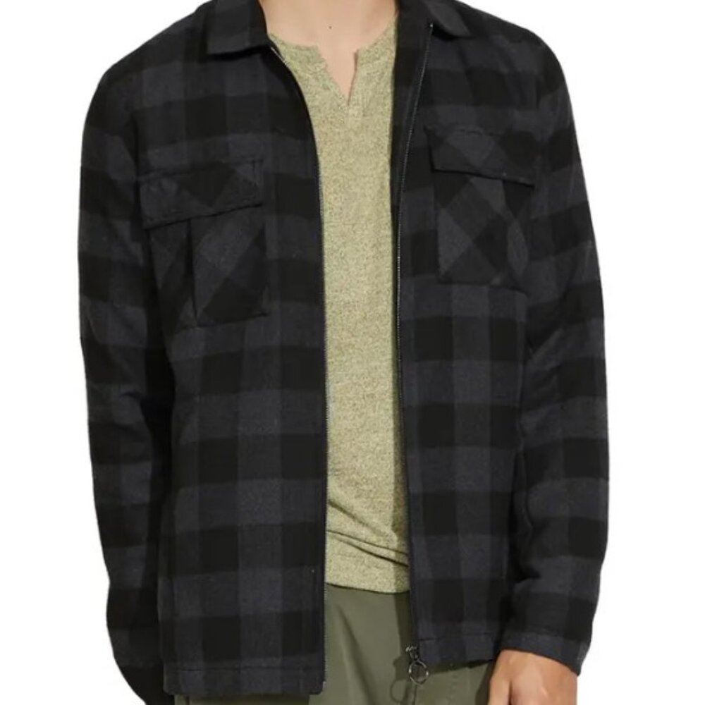 Men's Civil Society Snider Plaid Shirt Jacket Black